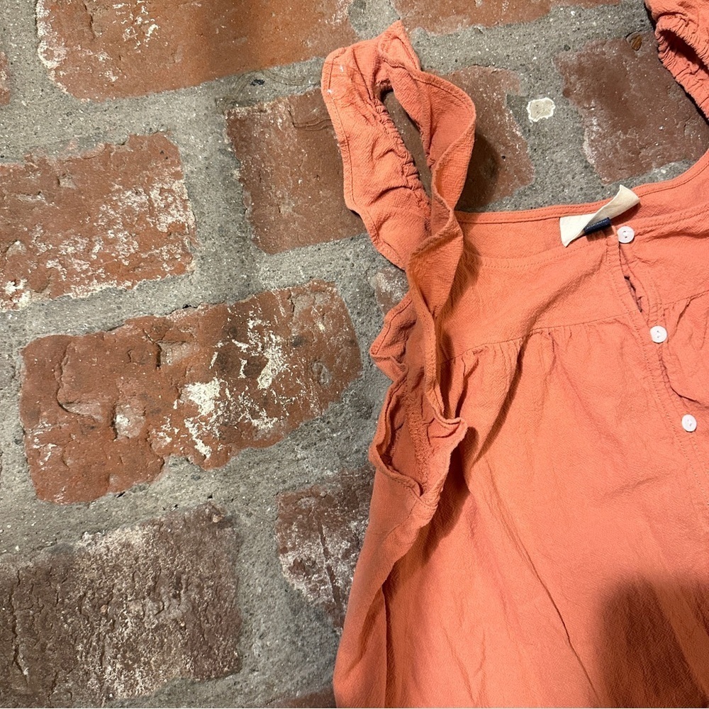 Universal Thread Coral Apricot Orange Flutter Sleeveless Button-Down Large Dress - Picture 10 of 15
